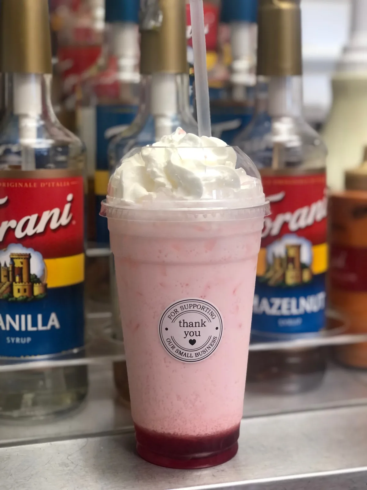 Strawberry blender with whipped cream